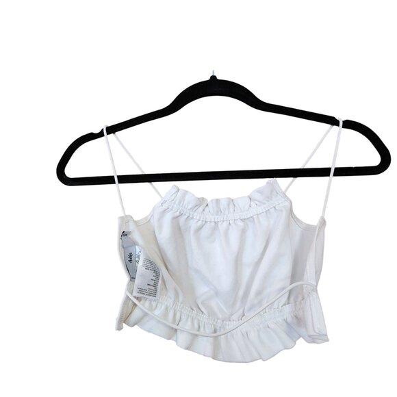 Adika White Ruffle Hem Crop Top With Spaghetti Straps - XS - Picture 3 of 4